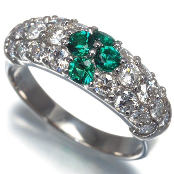 900 Crescent Vert Ring Lab-Created Emerald Diamond Paved Us7.25-7.5 Pt (1 of 7)