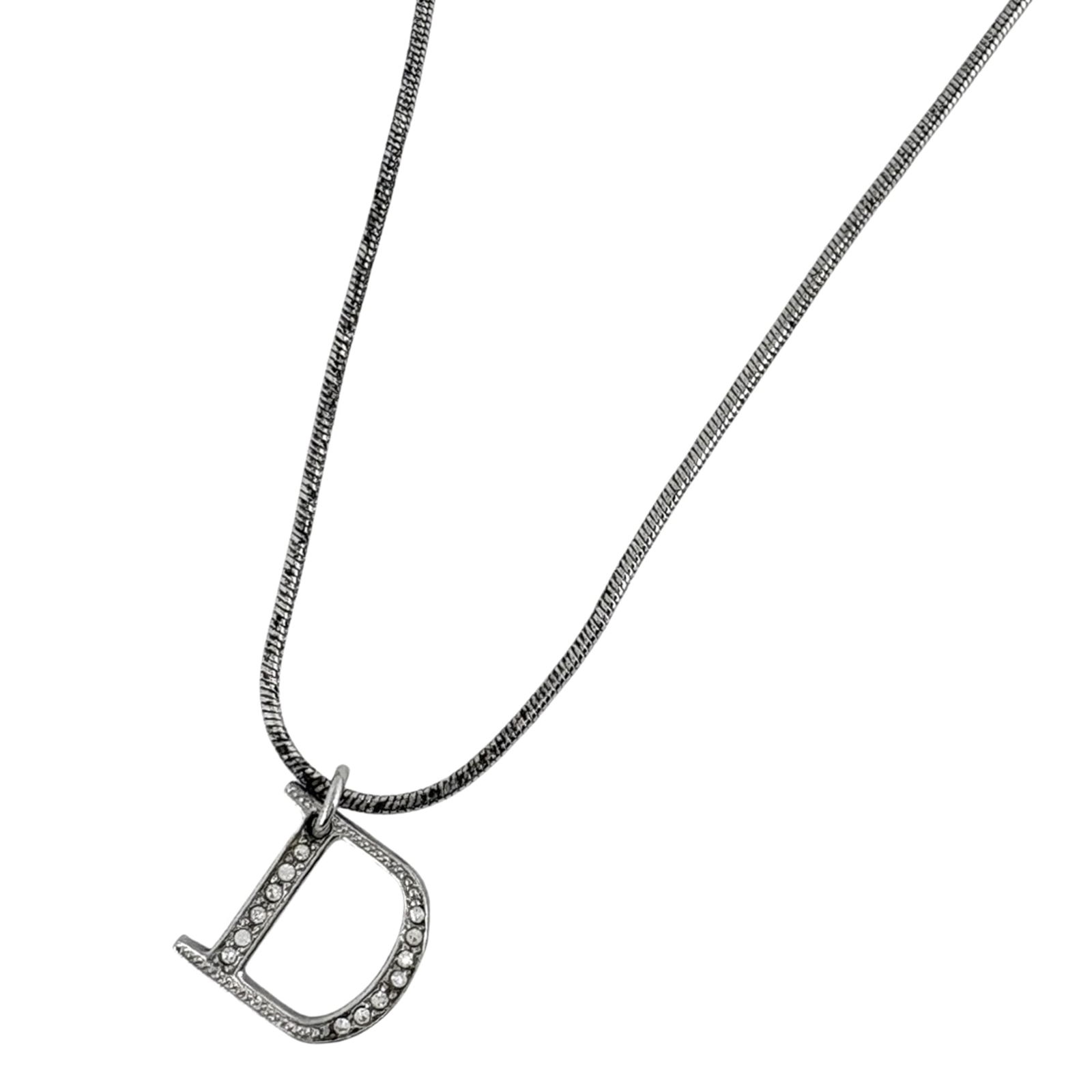 for women. - Christian Dior D logo rhinestone necklace - silver plated: for women. - Christian Dior D logo rhinestone necklace - silver plated This listing features for women. - Christian Dior D logo rhinestone necklace - silver plated. Item specifics are provided below.