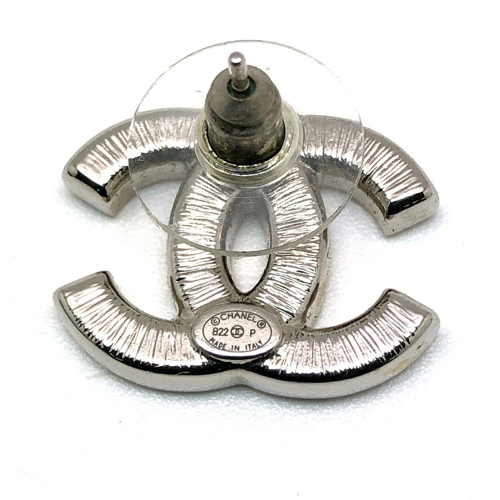 Silver - Chanel Stud Earrings Rhinestone - 6