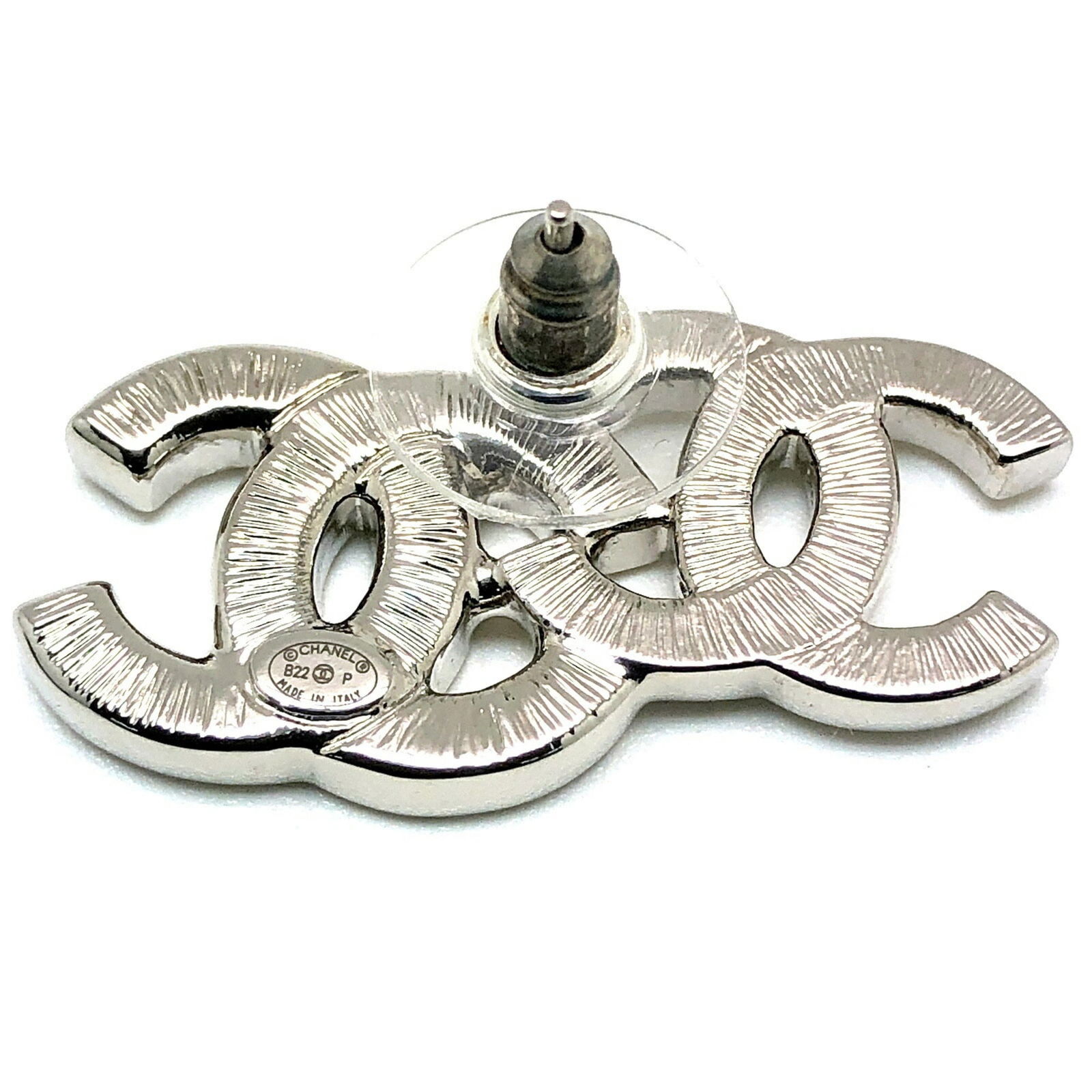 Silver - Chanel Stud Earrings Rhinestone - 7