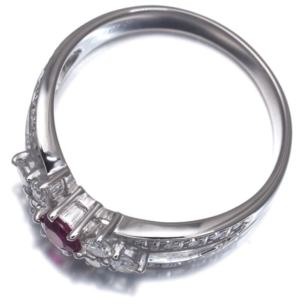 Platinum Ruby 0.33Ct Diamond 0.62Ct Ring 900 - 4