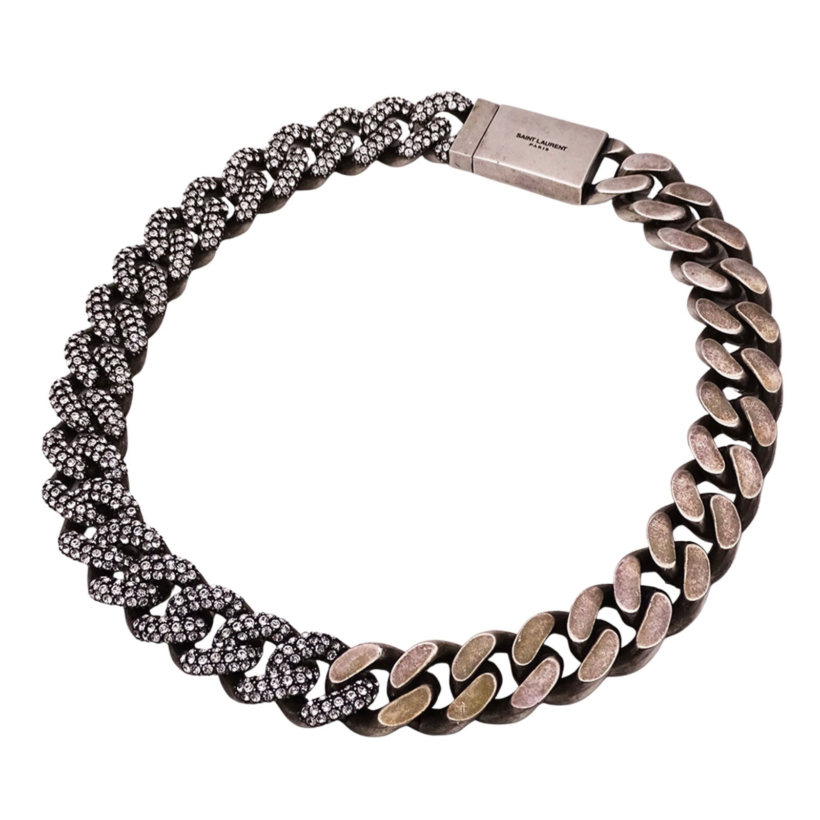 featuring a metal rhinestone silver chain. - Yves Saint Laurent Saint Laurent choker necklace for: featuring a metal rhinestone silver chain. - Yves Saint Laurent Saint Laurent choker necklace for men and women This listing features featuring a metal rhinestone silver chain. - Yves Saint Laurent