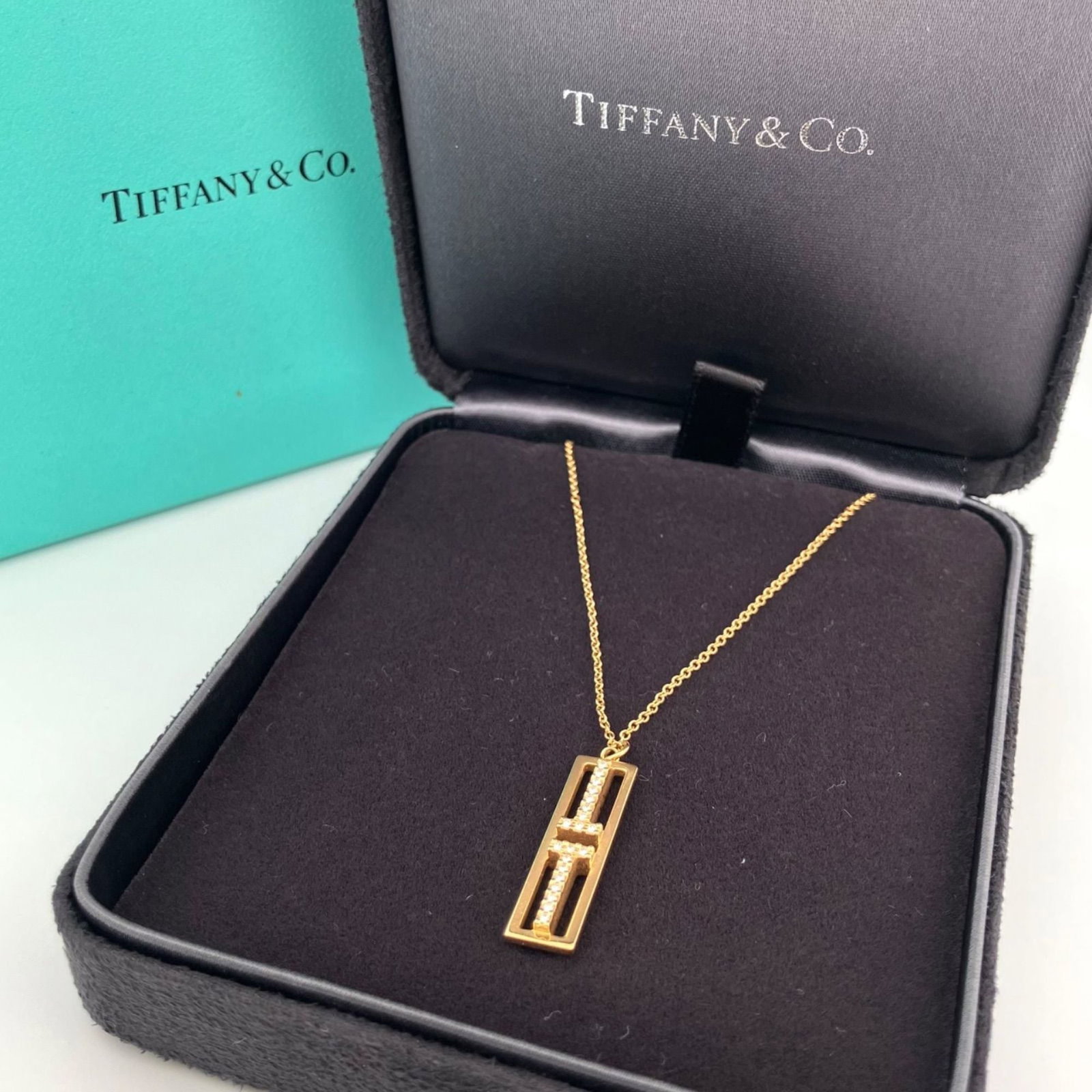 Diamonds TIFFANY & CO. Tiffany T Two Open Vertical Bar 750YG Necklace with (1 of 6)