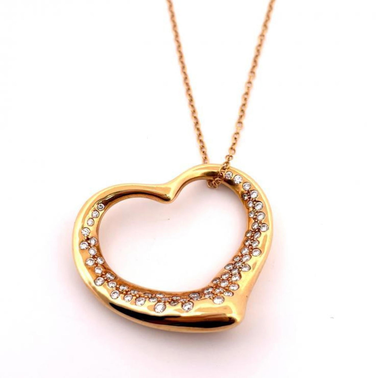 Necklace Tiffany & Co. Open Heart Large 750YG Diamond Elsa Peretti: Necklace Tiffany & Co. Open Heart Large 750YG Diamond Elsa Peretti This listing features Necklace Tiffany & Co. Open Heart Large 750YG Diamond Elsa Peretti. Item specifics are provided below. Item