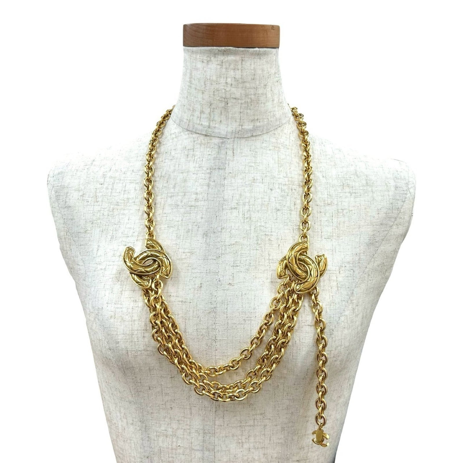 3883e CHANEL Coco Mark Motif GP Chain Necklace Pendant Gold (1 of 6)