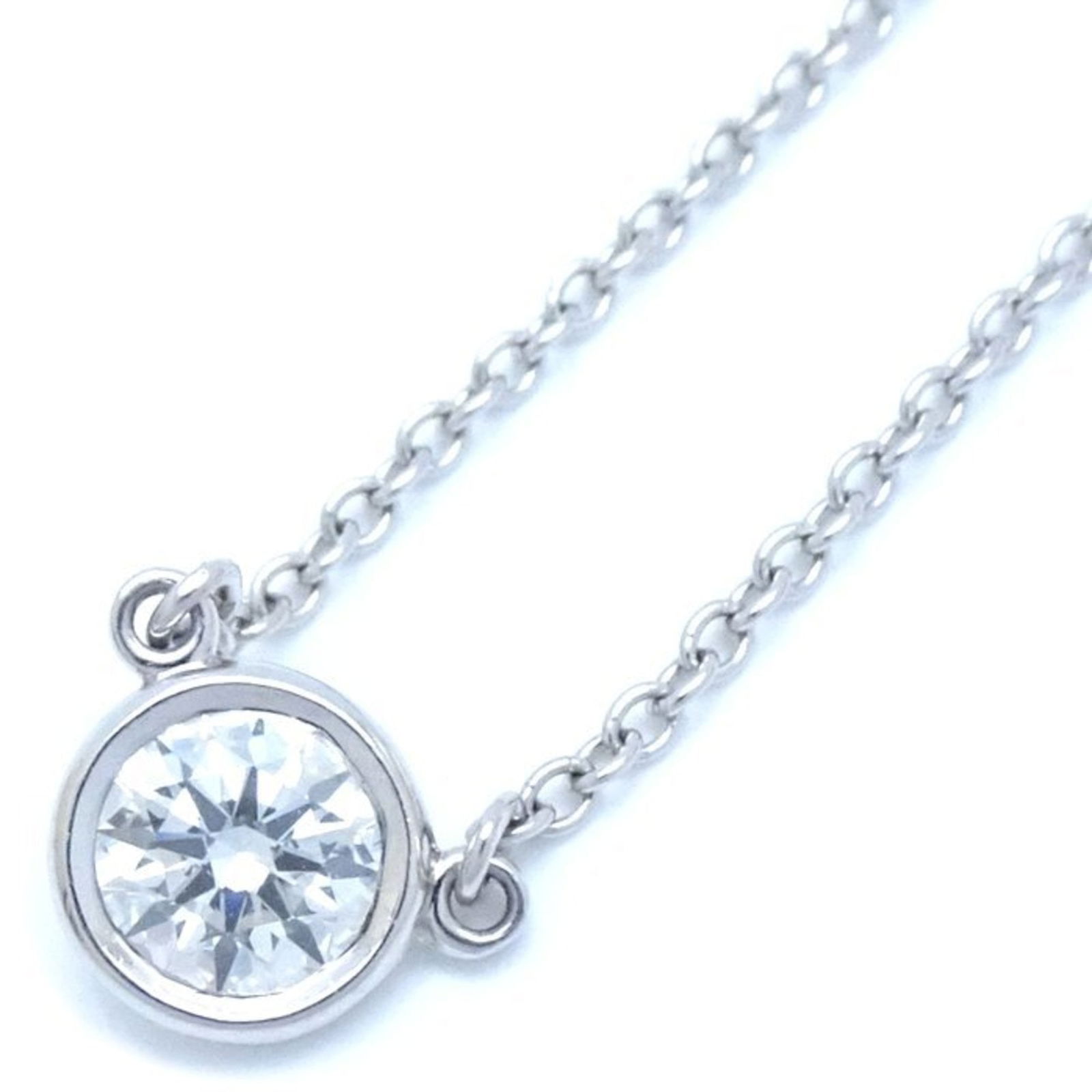 292197 - TIFFANY & Co. Tiffany By the Yard Necklace with 1 Diamond and Elsa Peretti in Pt950: 292197 - TIFFANY & Co. Tiffany By the Yard Necklace with 1 Diamond and Elsa Peretti in Pt950 Platinum This listing features 292197 - TIFFANY & Co. Tiffany By the Yard Necklace with 1 Diamond and Elsa