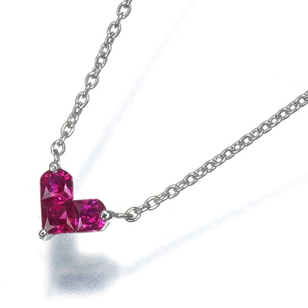 Gold Star Jewelry Necklace Ruby 0.25Ct Mysterious Heart 18K 750 White (1 of 4)
