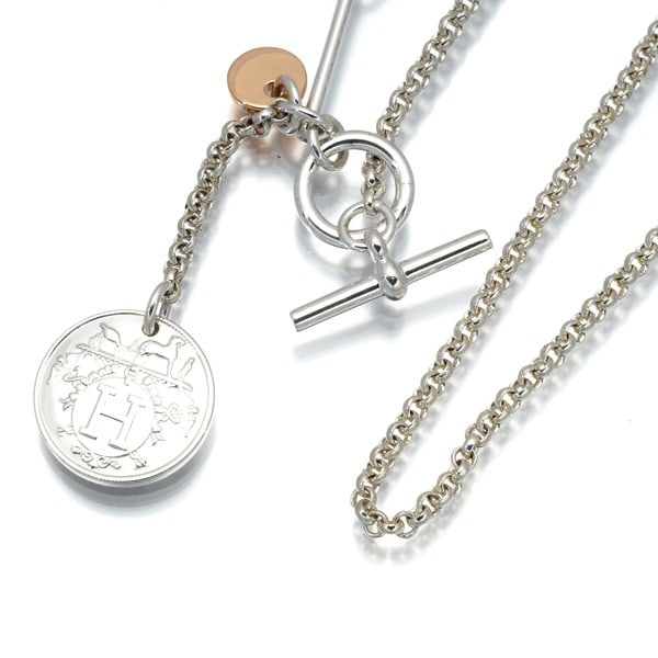 Gold Hermes Necklace Ex-Libris 925 Sterling Silver/ 18K 750 Rose: Gold Hermes Necklace Ex-Libris 925 Sterling Silver/ 18K 750 Rose This listing features Gold Hermes Necklace Ex-Libris 925 Sterling Silver/ 18K 750 Rose. Item specifics are provided below. Item