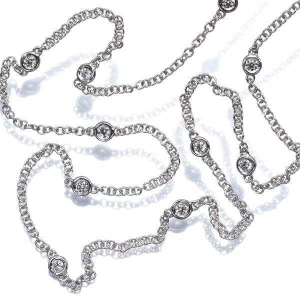 Gold Diamond Station 12P Necklace 18K 750 White (1 of 5)