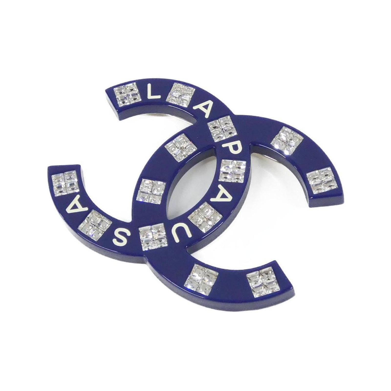 Brooch Chanel: Brooch Chanel This listing features Brooch Chanel. Item specifics are provided below. Item Specifics: Brand: Chanel Type: Brooch Gender: Women Color: Blue, White Stone: Crystal Size (Hxwxd): 7cm x