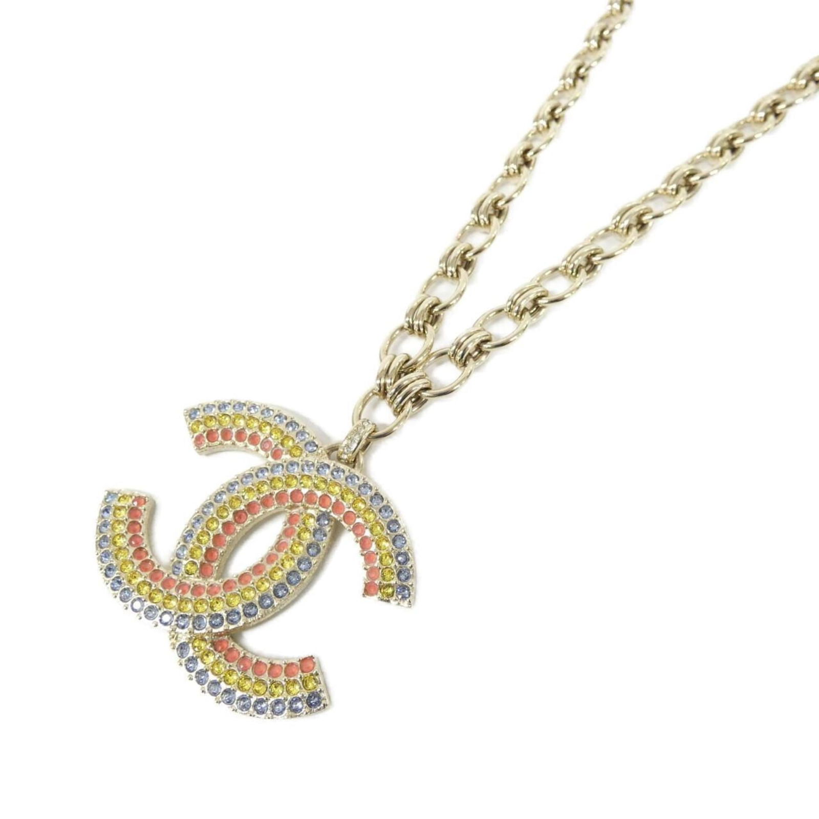 necklace Chanel: necklace Chanel This listing features necklace Chanel. Item specifics are provided below. Item Specifics: Brand: Chanel Necklace Type: Necklace Gender: Women Color: Blue, Gold, Pink, Yellow Neck