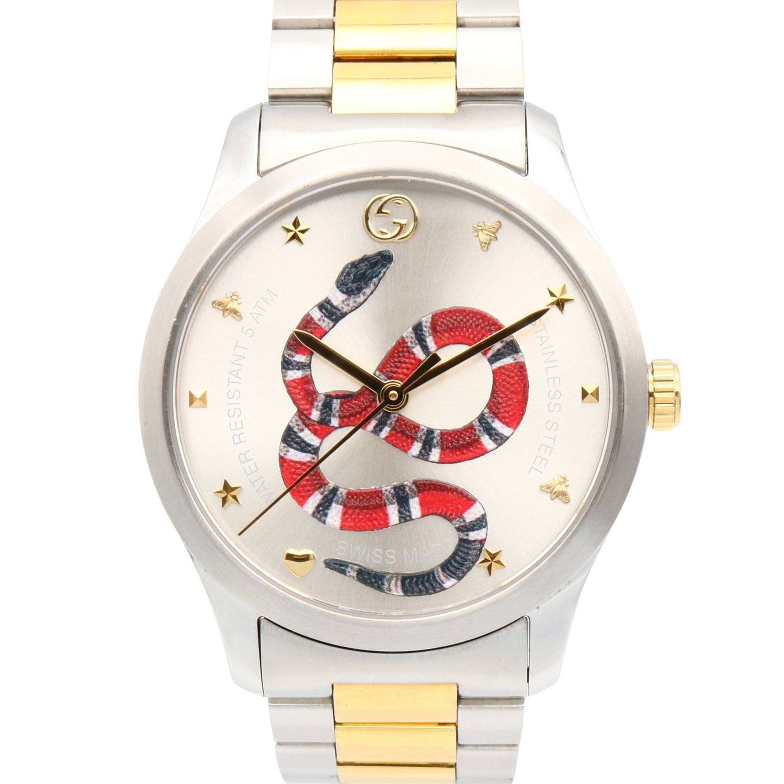 Wristwatch Gucci: Wristwatch Gucci This listing features Wristwatch Gucci. Item specifics are provided below. Item Specifics: Brand: Gucci Type: Wristwatch Gender: Boys Material (Case): Gold Plated, Stainless Steel