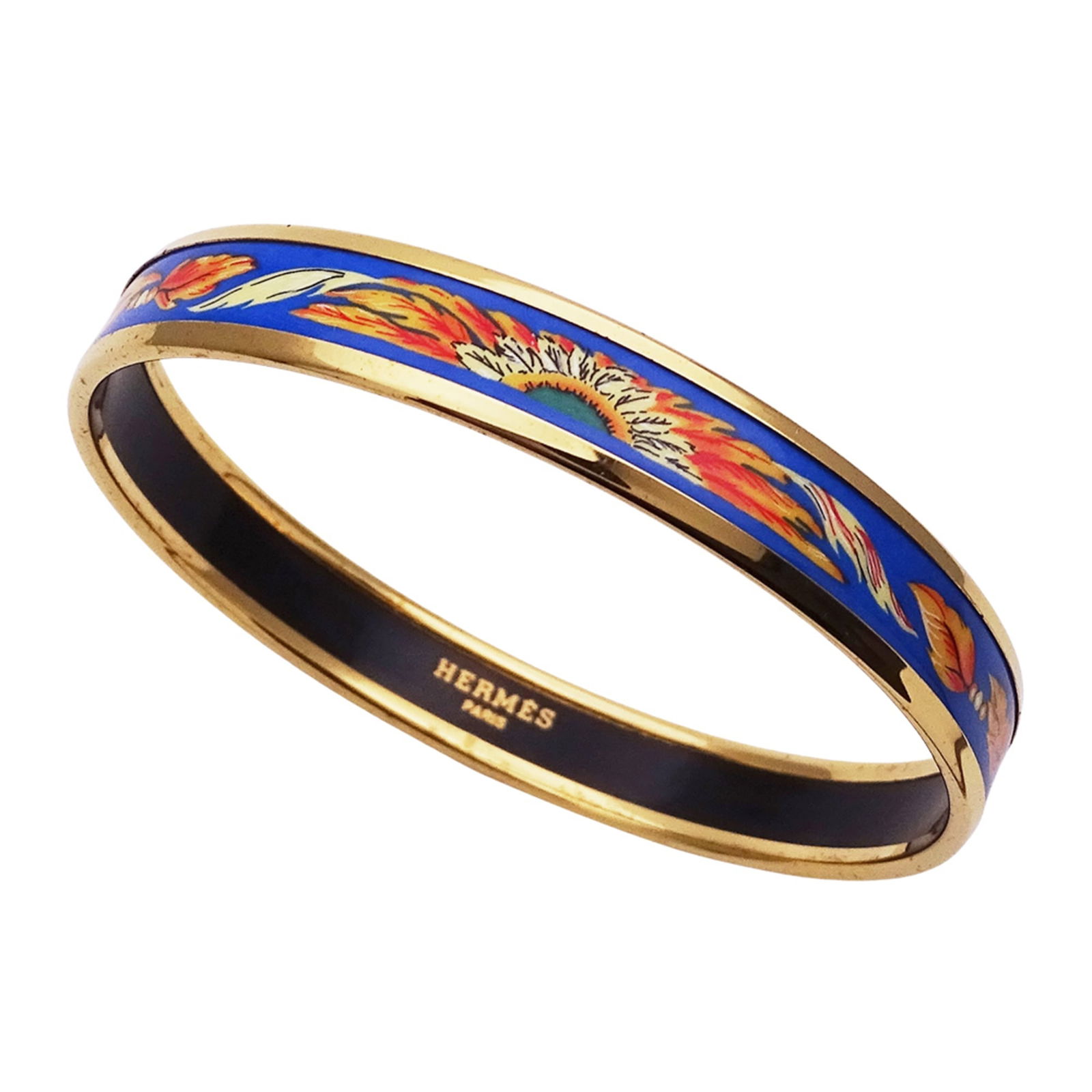 Bangle Hermes: Bangle Hermes This listing features Bangle Hermes. Item specifics are provided below. Item Specifics: Brand: Hermes Type: Bangle Gender: Men,Women Color: Blue, Gold Length: 20cm / 7.87'' Width: 1.03cm