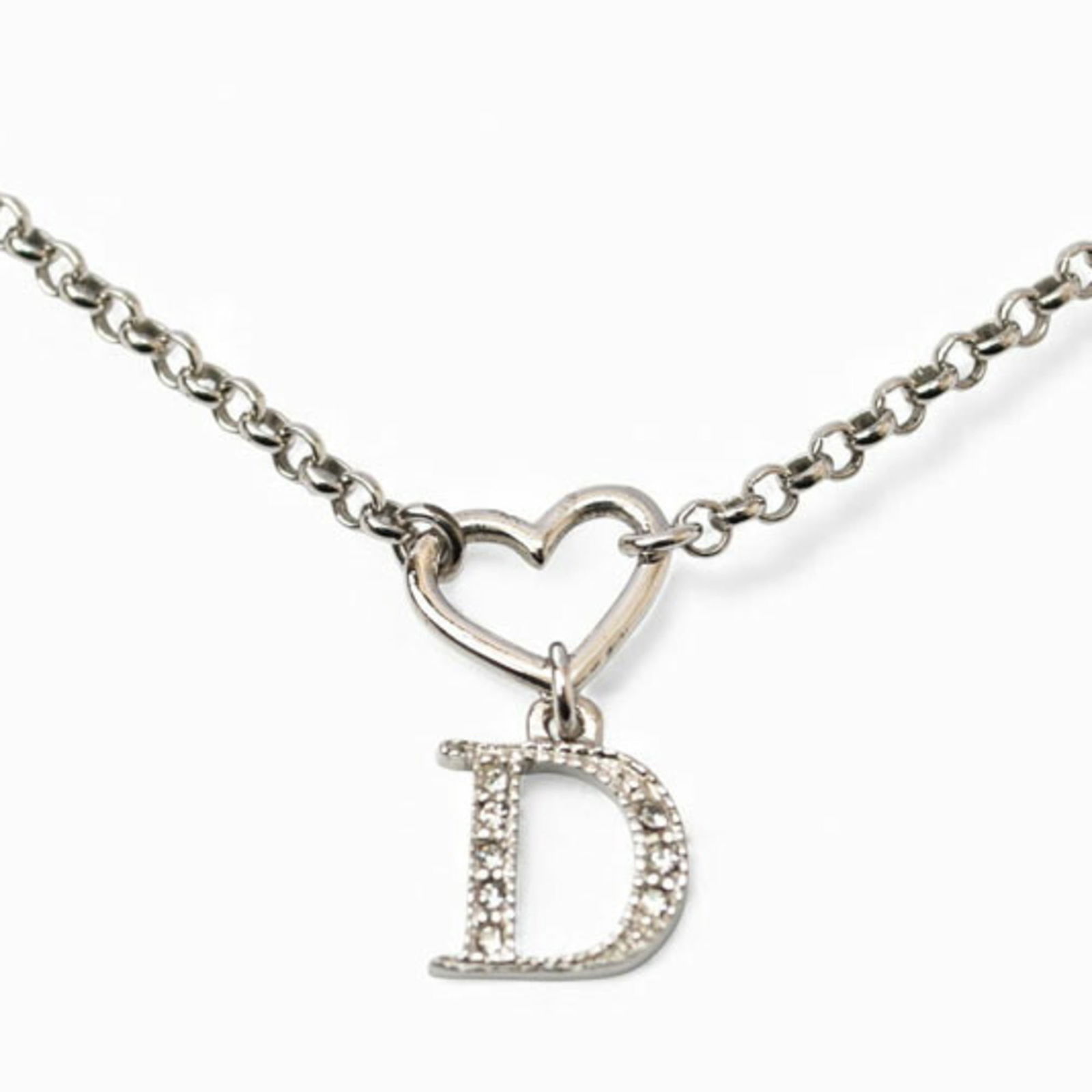 rhinestones Christian Dior necklace with heart and silver: rhinestones Christian Dior necklace with heart and silver This listing features rhinestones Christian Dior necklace with heart and silver. Item specifics are provided below. Item Specifics: Brand: