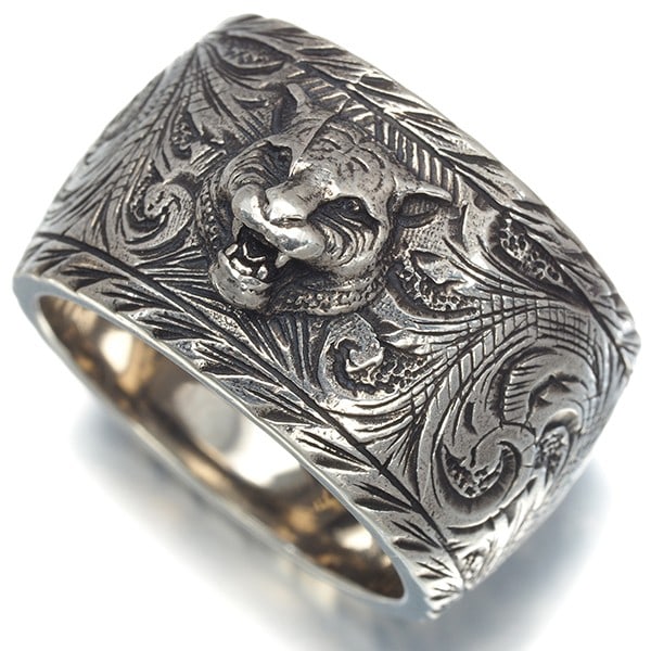 Silver Gucci Ring Garden Cat Head Interlocking G Us9.25-9.5 925 Sterling (1 of 6)