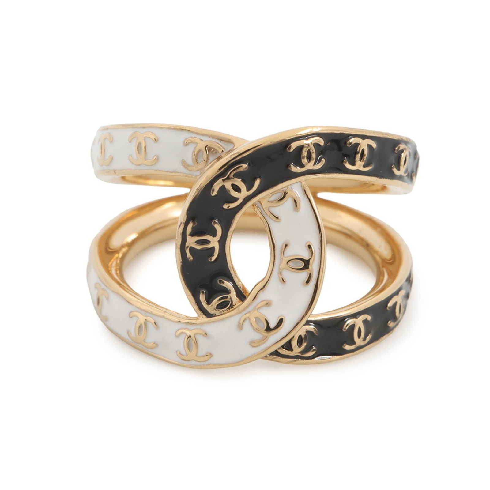 Ring Chanel Band: Ring Chanel Band This listing features Ring Chanel Band. Item specifics are provided below. Item Specifics: Brand: Chanel Type: Band Ring Gender: Women Finish: Gold Plated Color: Black, White Us