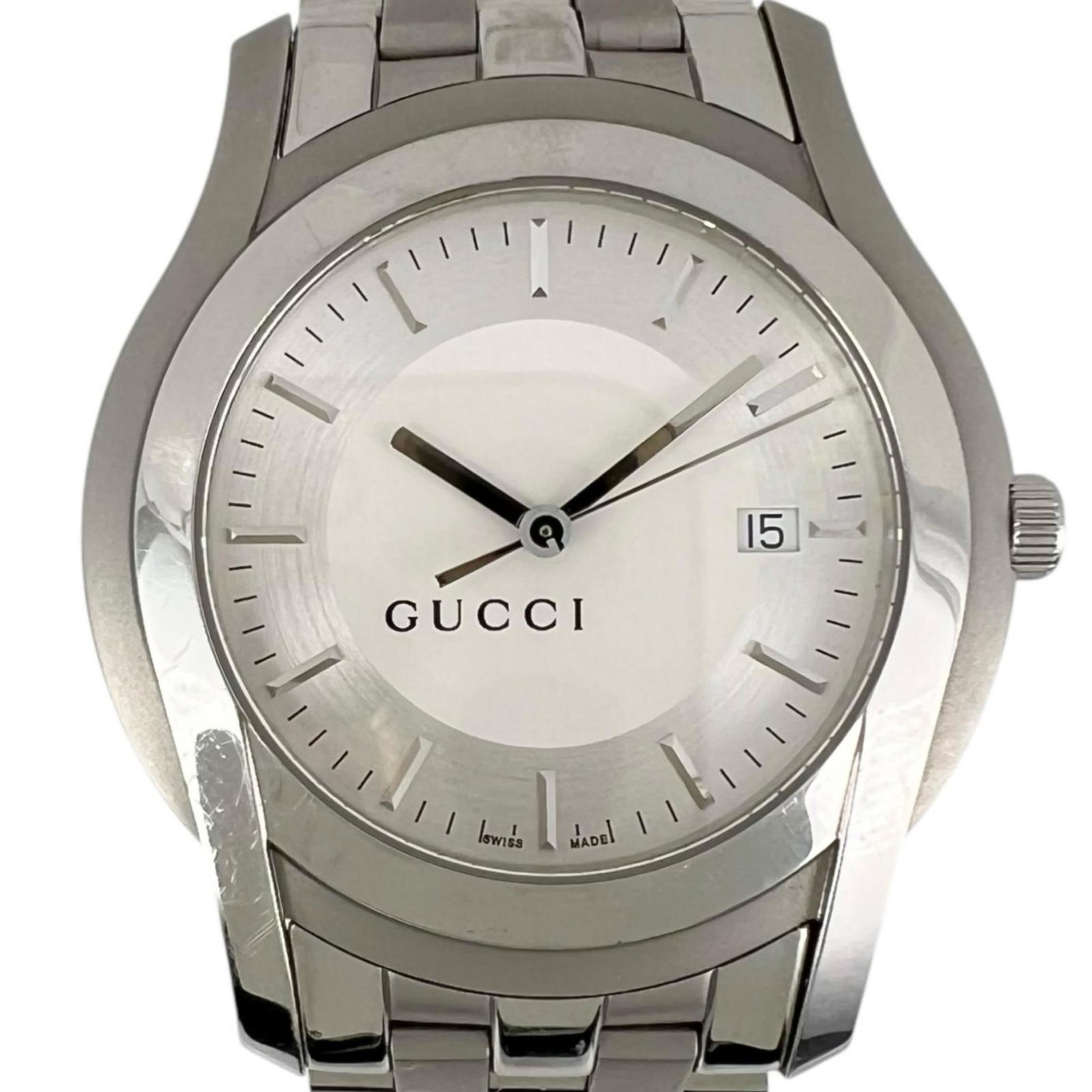 Wristwatch Gucci: Wristwatch Gucci This listing features Wristwatch Gucci. Item specifics are provided below. Item Specifics: Brand: Gucci Type: Wristwatch Gender: Men Display: Analog Material (Case): Stainless Steel M
