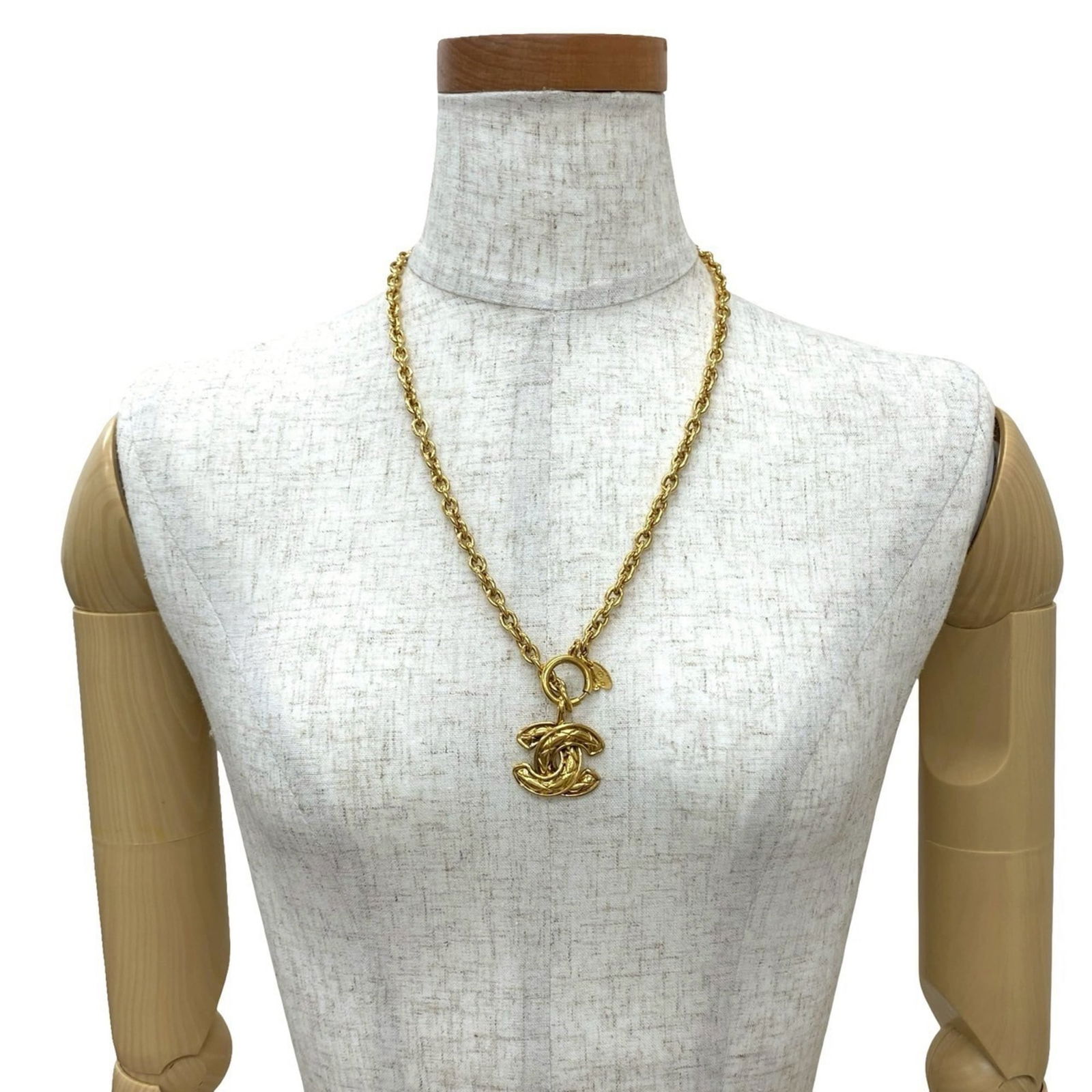 02001 CHANEL Vintage Coco Mark Motif GP Chain Necklace Pendant Gold (1 of 4)