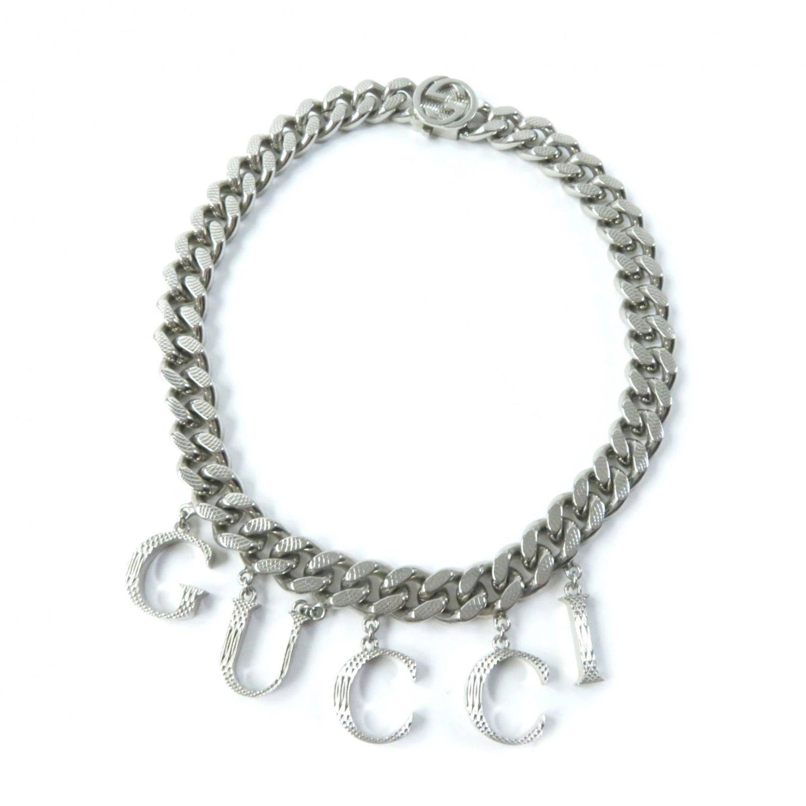 Women's - GUCCI 675769 Interlocking Necklace - Current Model - Script Logo - Curb Chain - Choker - (1 of 9)