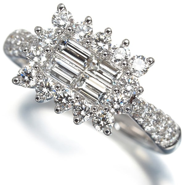 Gold Ponte Vecchio Ring Diamond 1.00Ct Baguette-Cut Us5 18K 750 White (1 of 5)