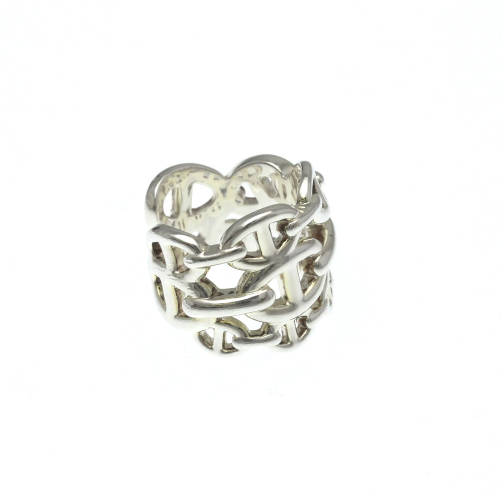 Silver Hermes Band Ring - 4