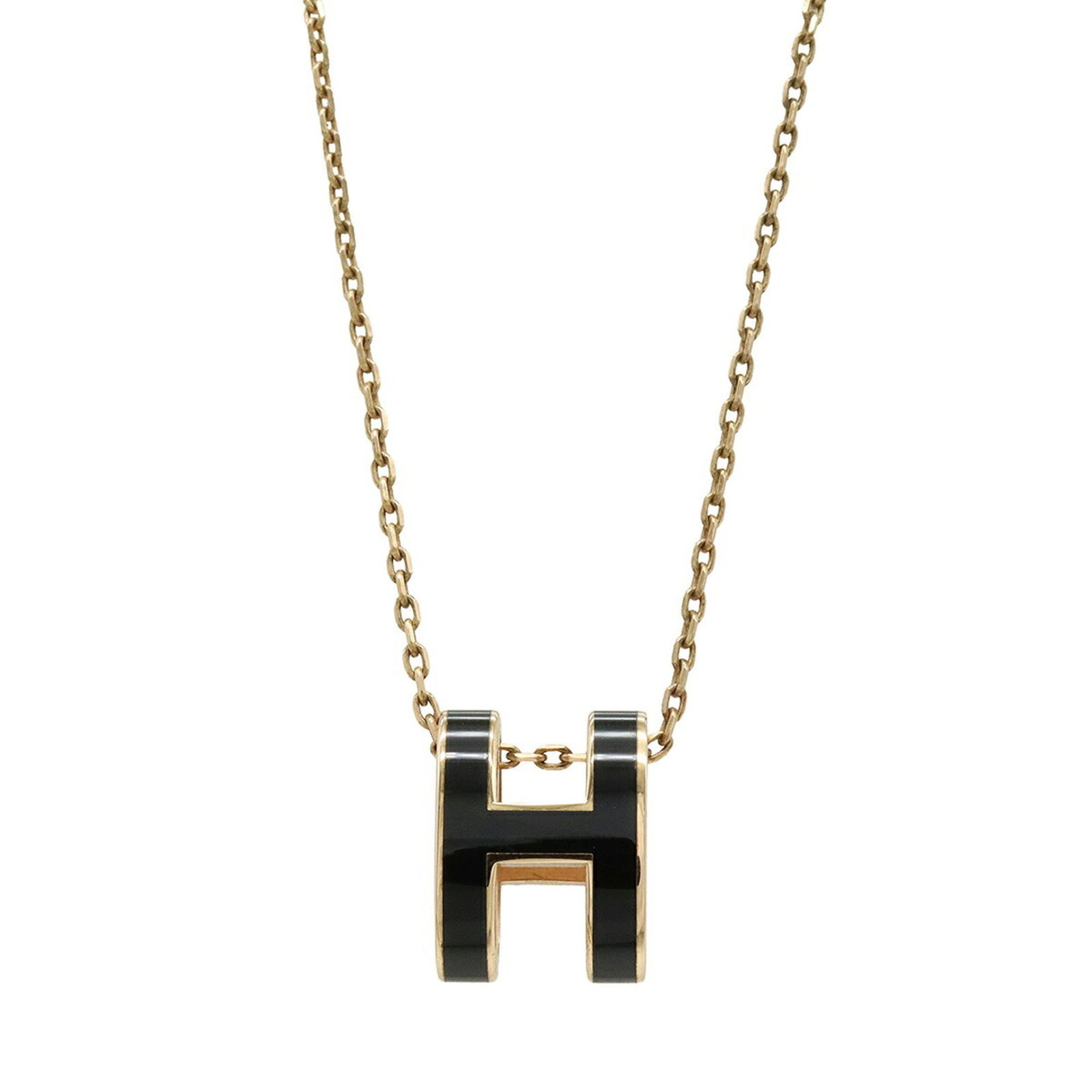 Black HERMES Pop H Necklace Pendant in PGP Pink Gold Plated: Black HERMES Pop H Necklace Pendant in PGP Pink Gold Plated This listing features Black HERMES Pop H Necklace Pendant in PGP Pink Gold Plated. Item specifics are provided below. Item Specifics: