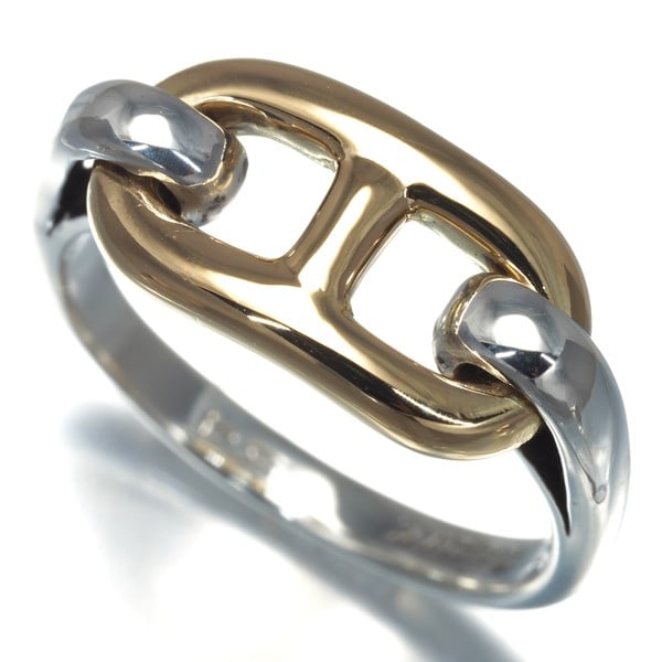 Silver Hermes Ring Chaine D'Ancre Eu54 18K 750 Yellow Gold/ 925 Sterling: Silver Hermes Ring Chaine D'Ancre Eu54 18K 750 Yellow Gold/ 925 Sterling This listing features Silver Hermes Ring Chaine D'Ancre Eu54 18K 750 Yellow Gold/ 925 Sterling. Item specifics are provided