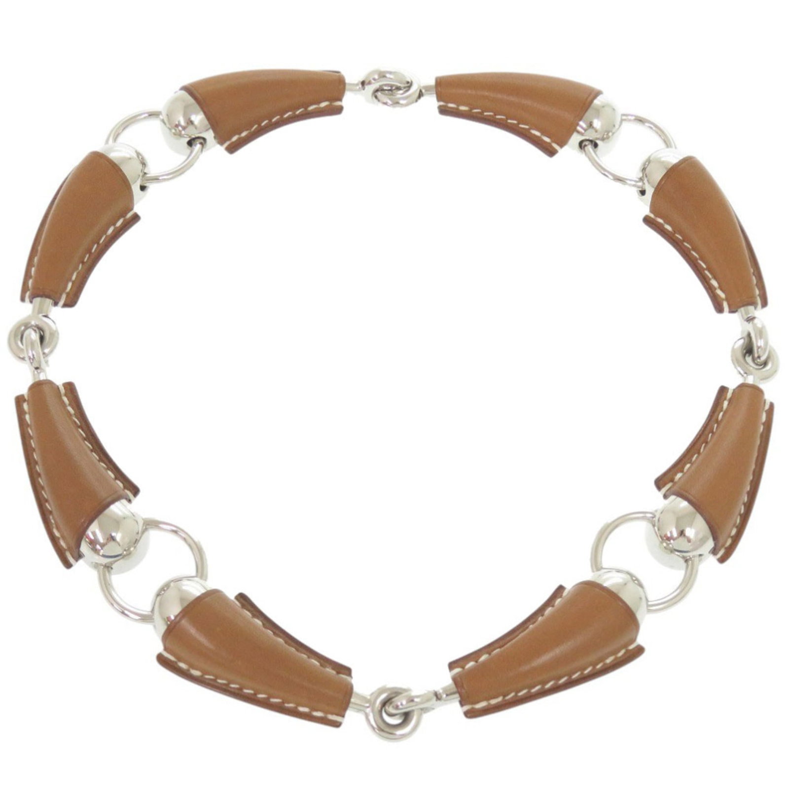 item number 0415. This HERMES is for women. - Like new Herms Epure Equestre Vaubarenia/ Fauve metal: item number 0415. This HERMES is for women. - Like new Herms Epure Equestre Vaubarenia/ Fauve metal necklace with silver hardware and a W stamp (made in 2024). Brown choker necklace This listing
