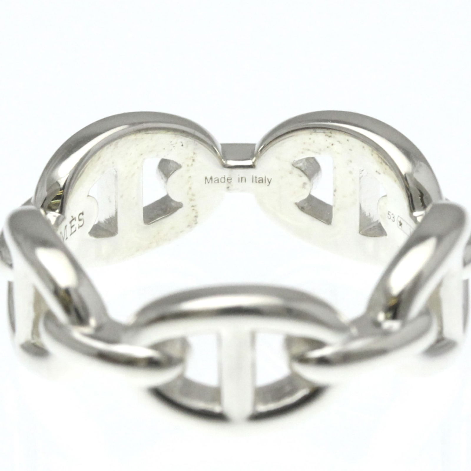 Silver Hermes Band Ring - 11