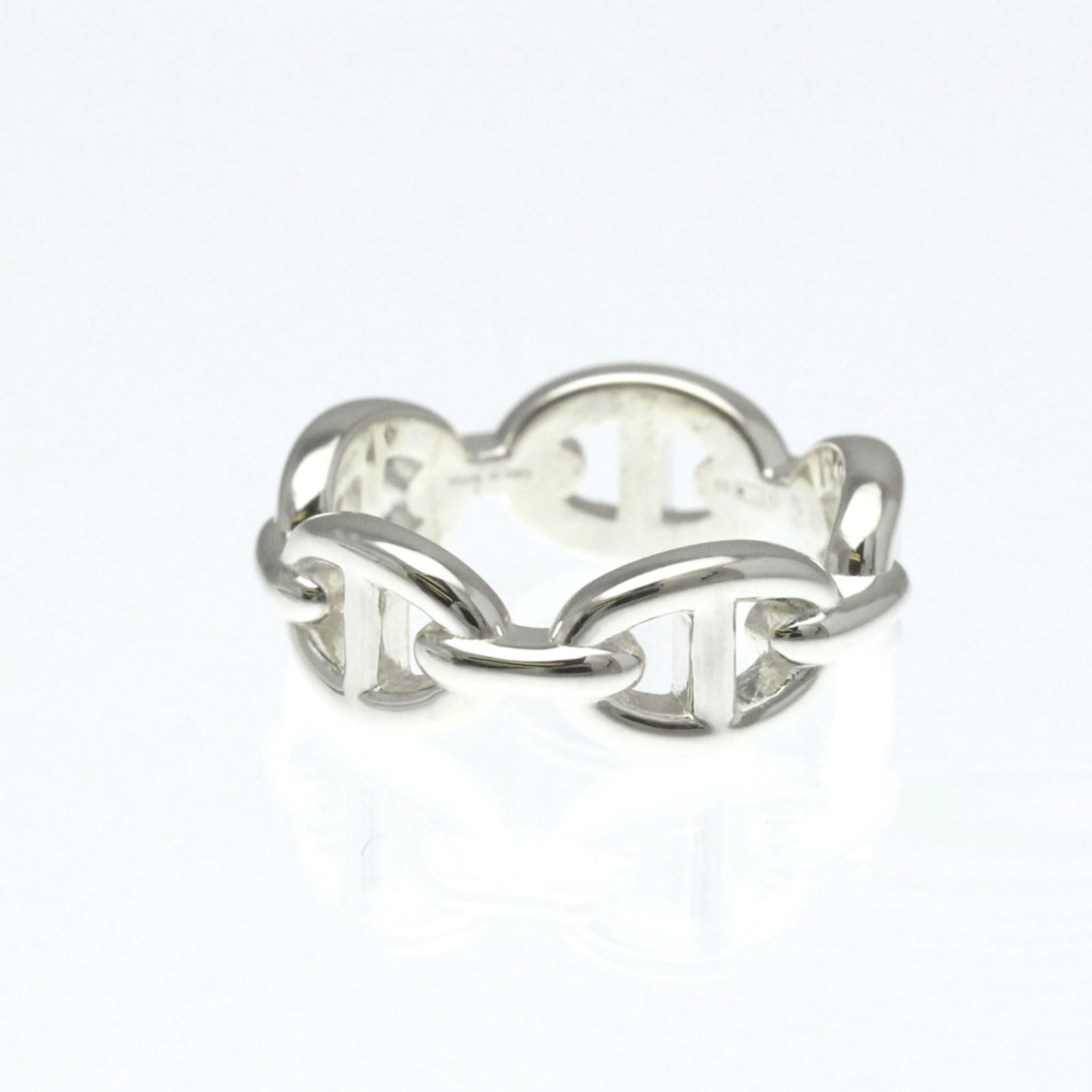 Silver Hermes Band Ring - 5