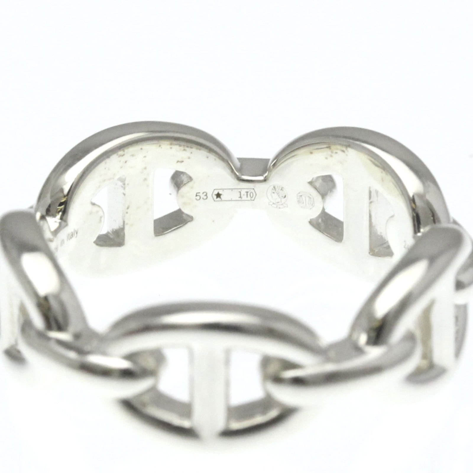 Silver Hermes Band Ring - 9