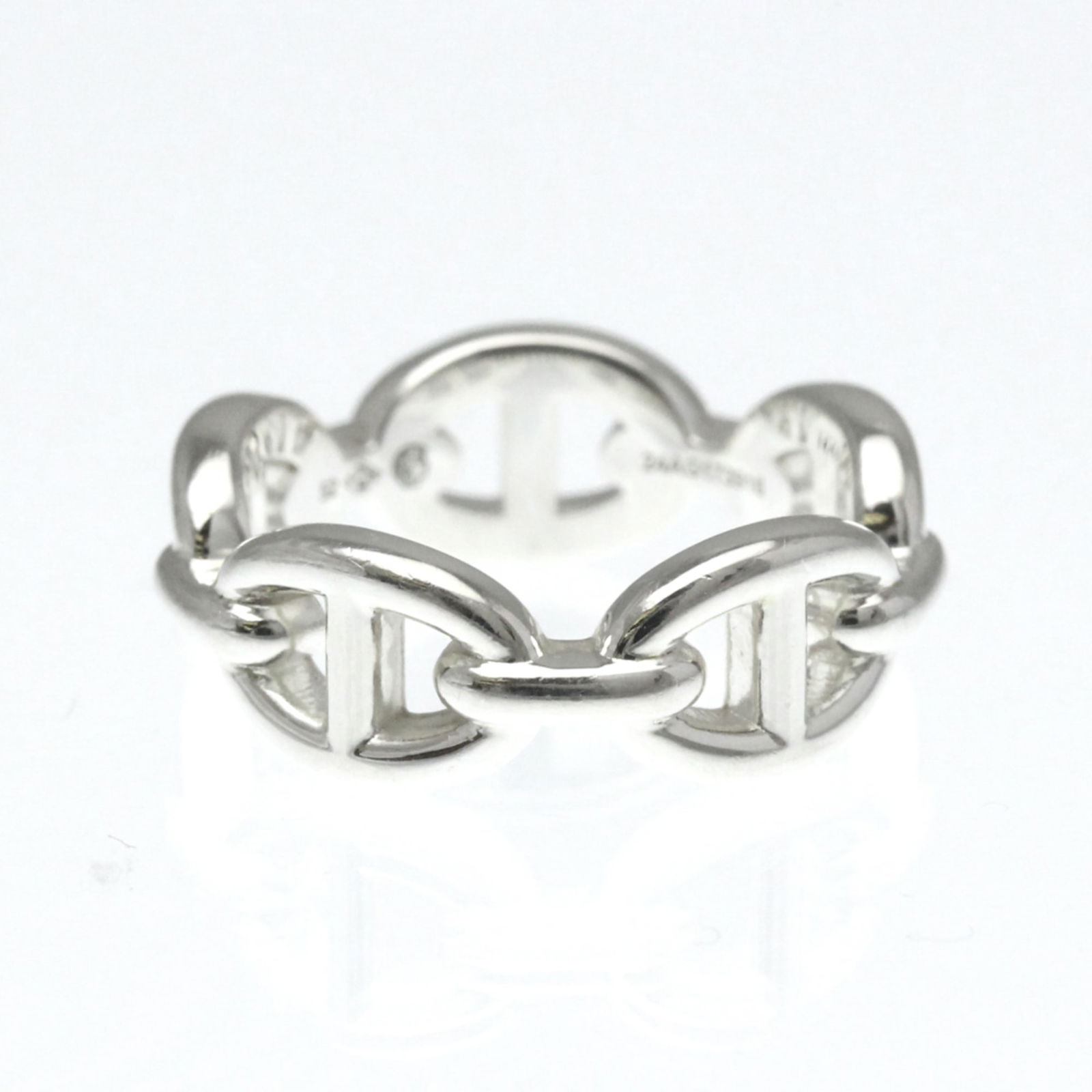 Silver Hermes Band Ring - 4