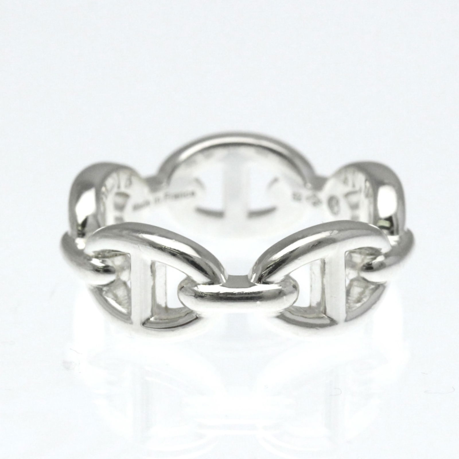 Silver Hermes Band Ring - 5