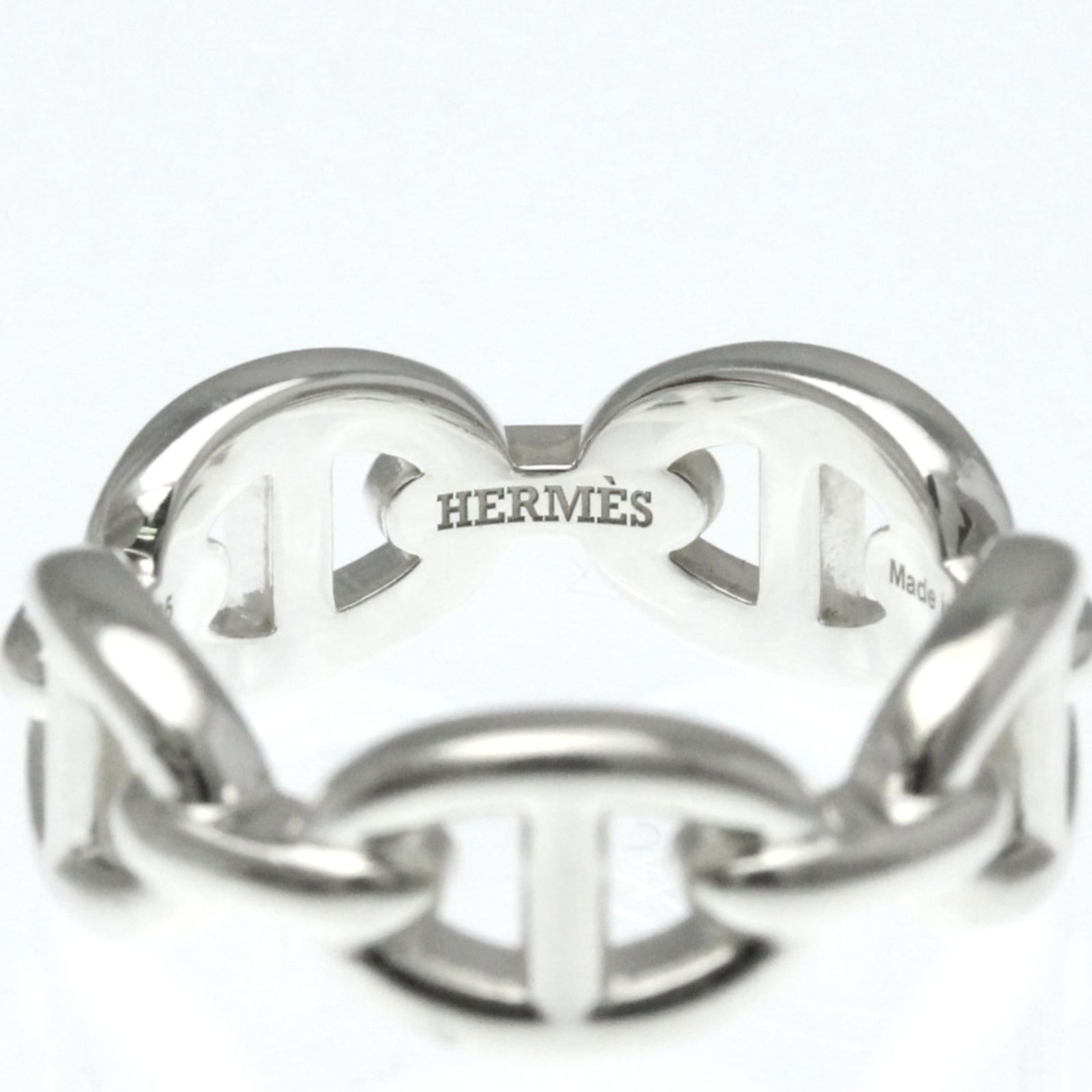 Silver Hermes Band Ring - 6