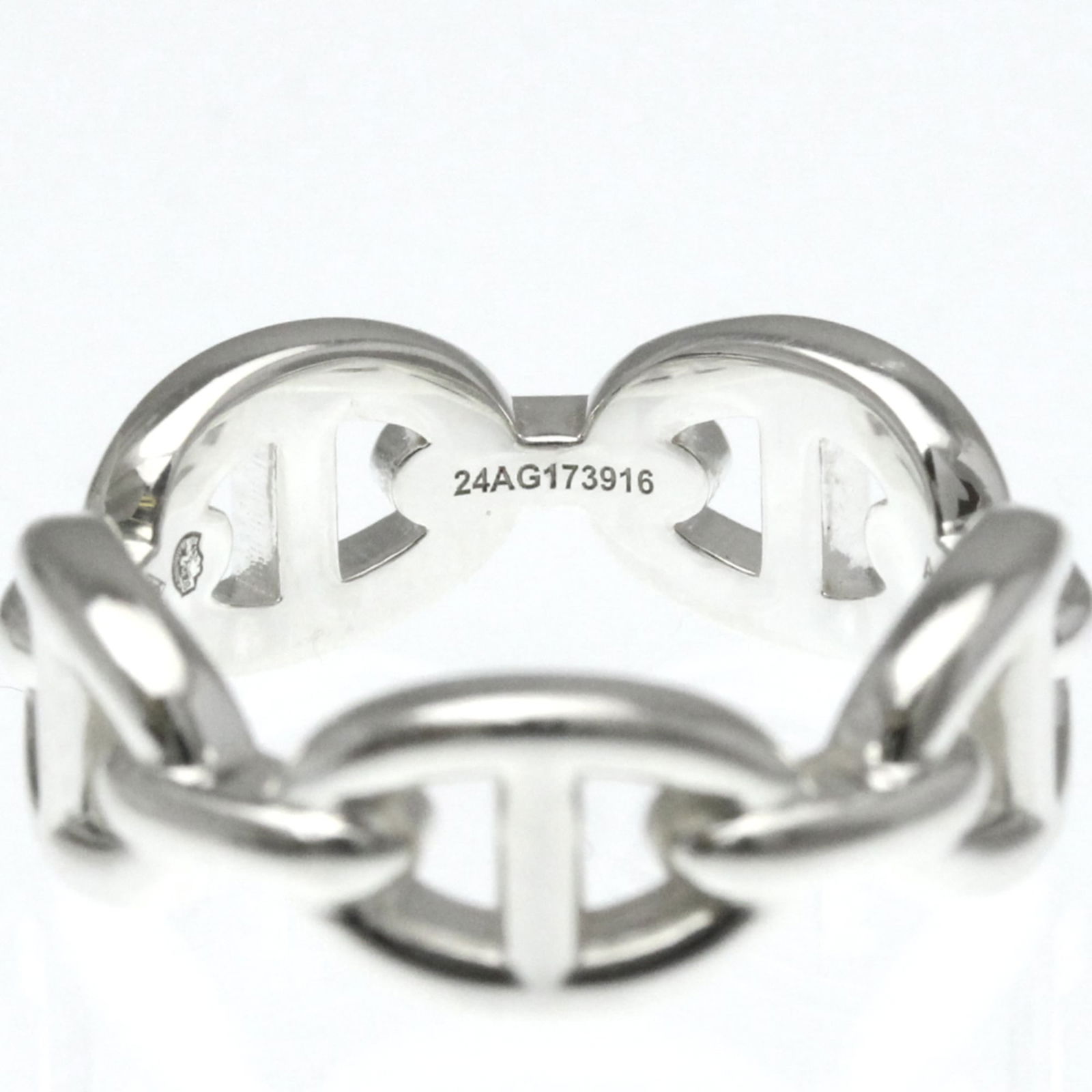 Silver Hermes Band Ring - 8