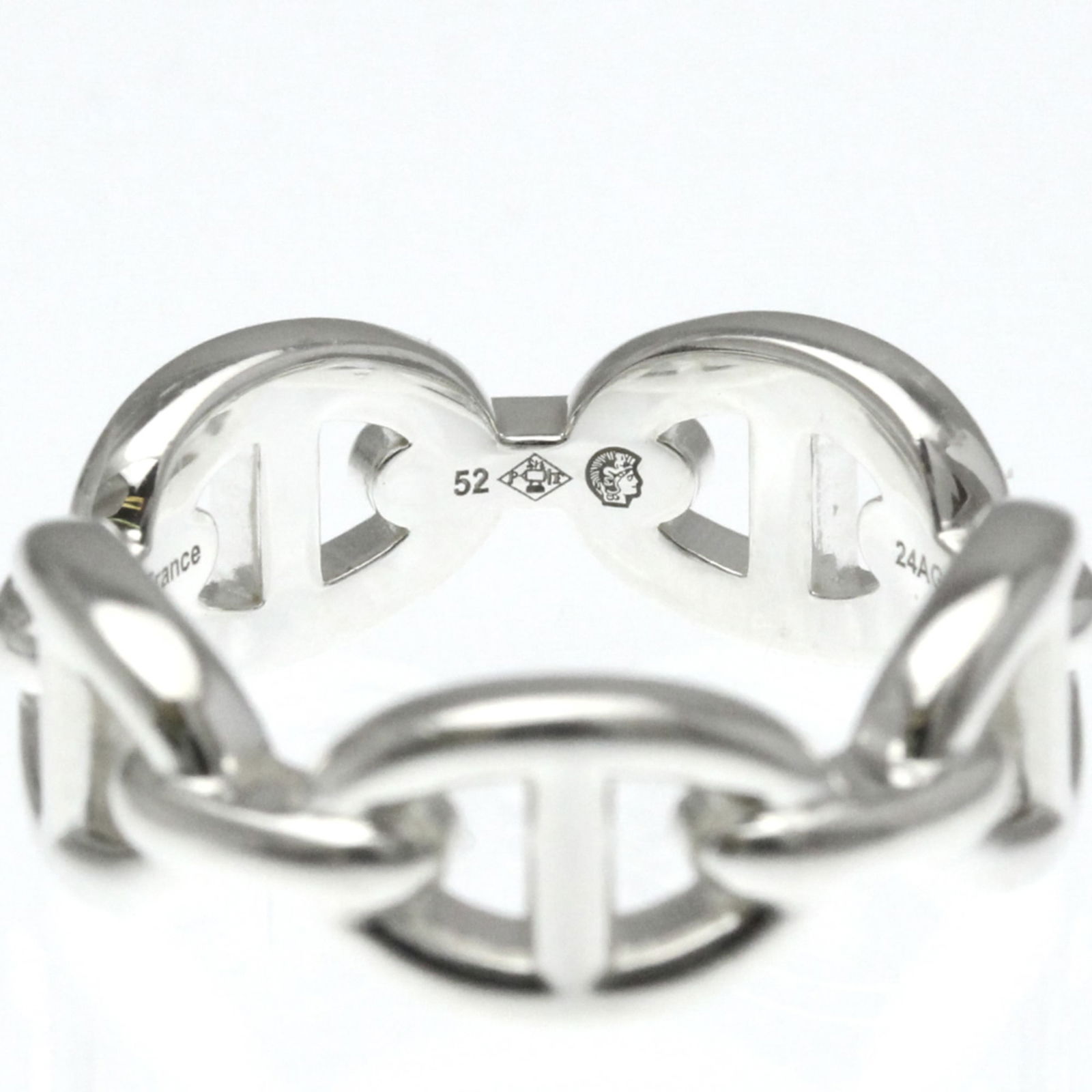 Silver Hermes Band Ring - 9