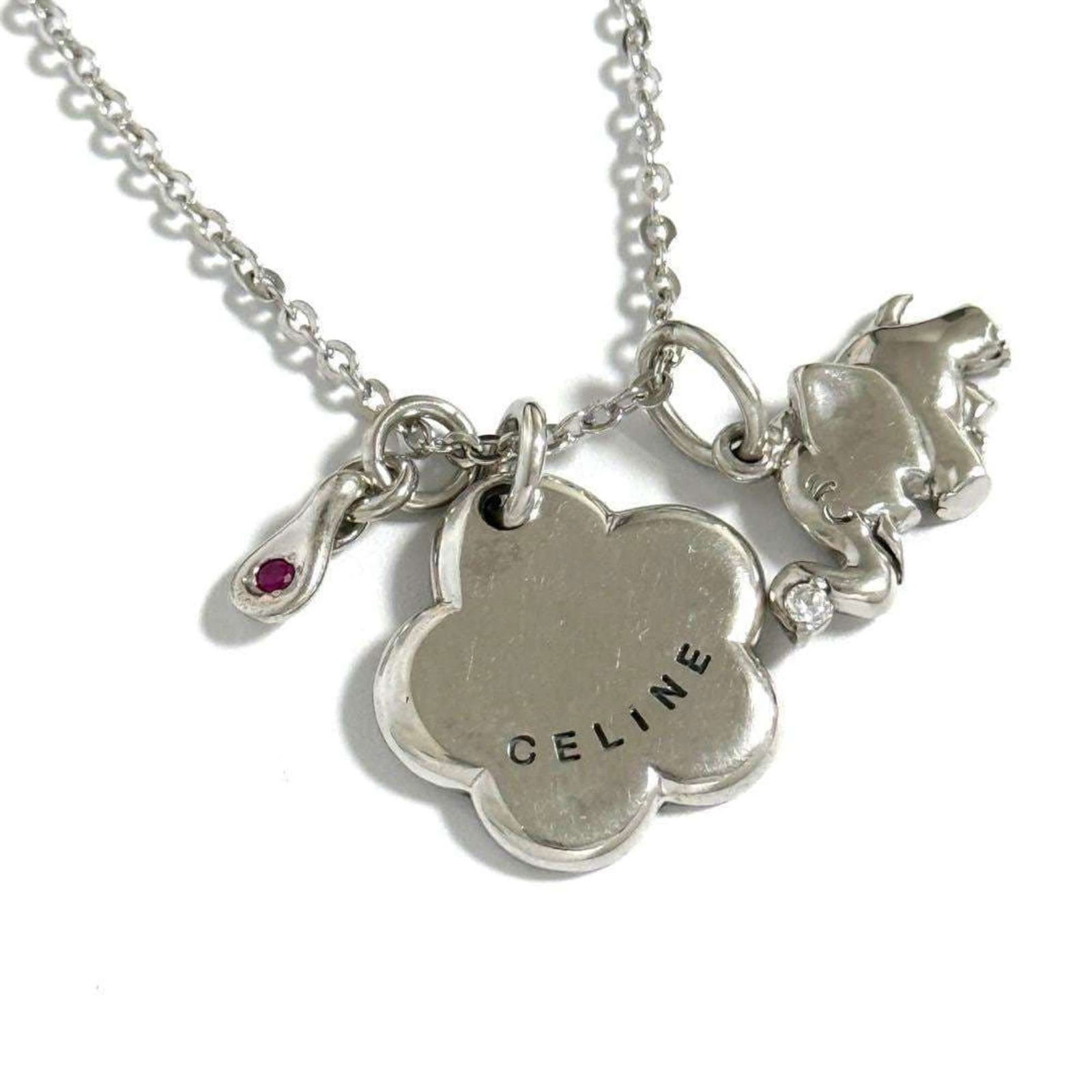 Silver Celine Women's Elephant Pendant Necklace with Ruby and: Silver Celine Women's Elephant Pendant Necklace with Ruby and This listing features Silver Celine Women's Elephant Pendant Necklace with Ruby and. Item specifics are provided below. Item Specifics: