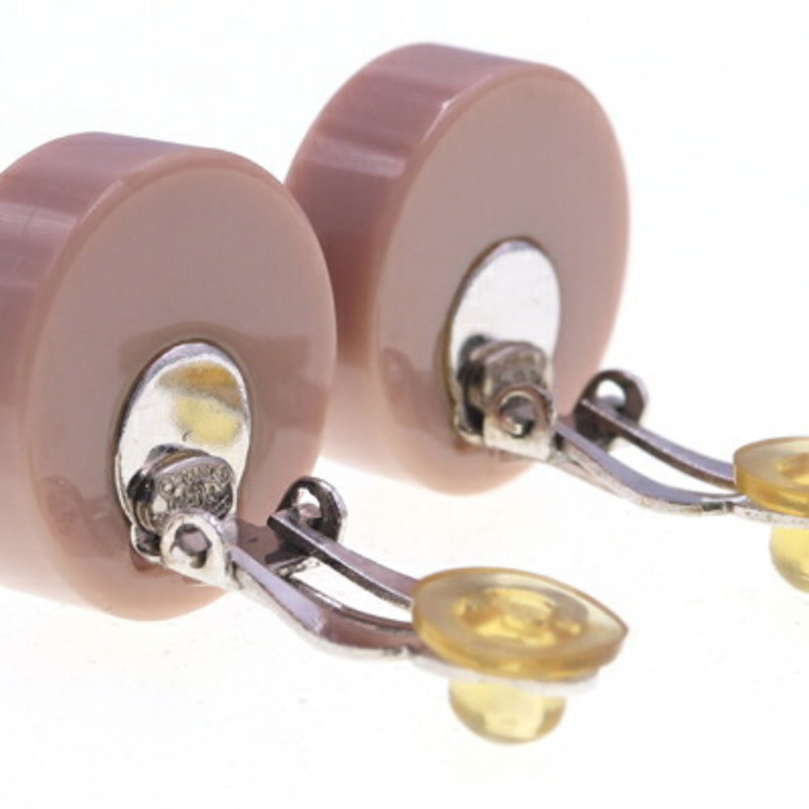 Plastic Chanel Clip Earrings - 2