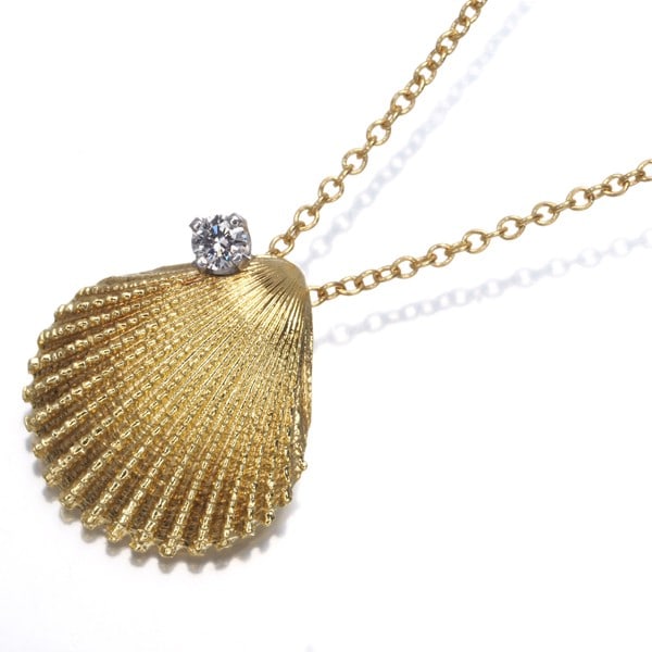 Wg Tiffany&Co. Necklace Diamond Mother Of Pearl Shell Motif 18K Yg/ 18K (1 of 4)