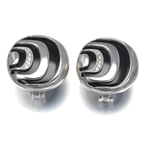 Silver Damiani Earrings Onyx Diamond Damianissima 925 Sterling (1 of 5)