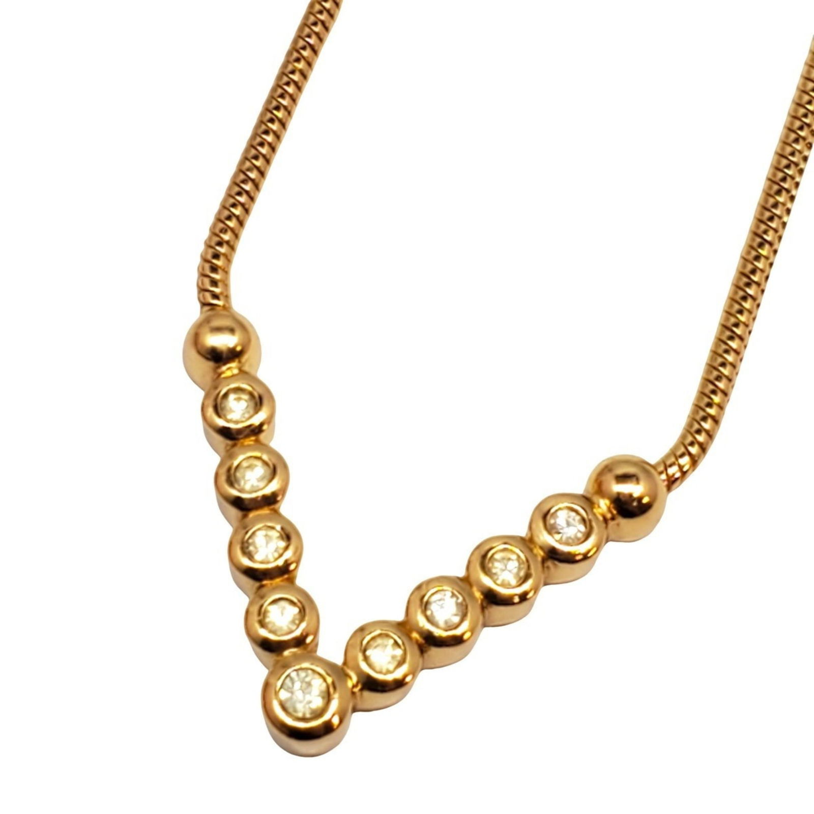 RK2285D - Christian Dior GP Rhinestone V Motif Necklace - Women's - Gold - Vintage - Kaizuka Store: RK2285D - Christian Dior GP Rhinestone V Motif Necklace - Women's - Gold - Vintage - Kaizuka Store - ITH1H86FHBKW This listing features RK2285D - Christian Dior GP Rhinestone V Motif Necklace -