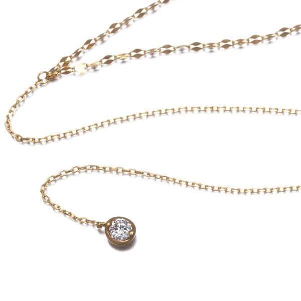 Gold Star Jewelry Necklace Diamond 0.06Ct Solitaire Ydrop 18K 750 Yellow (1 of 4)