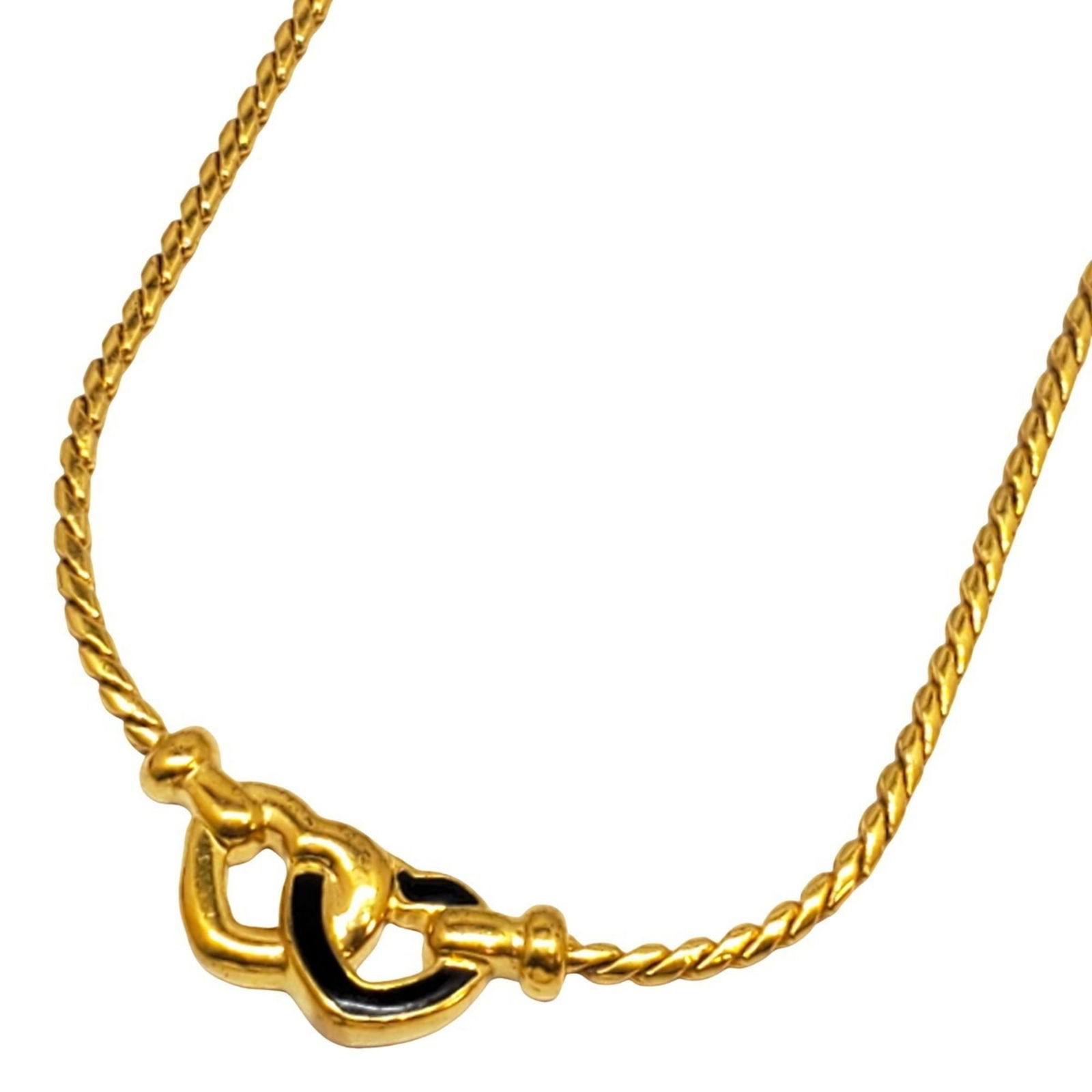 RK5415D - Christian Dior Double Heart Necklace - Vintage - Women's - GP Gold Plated - Kaizuka Store (1 of 7)