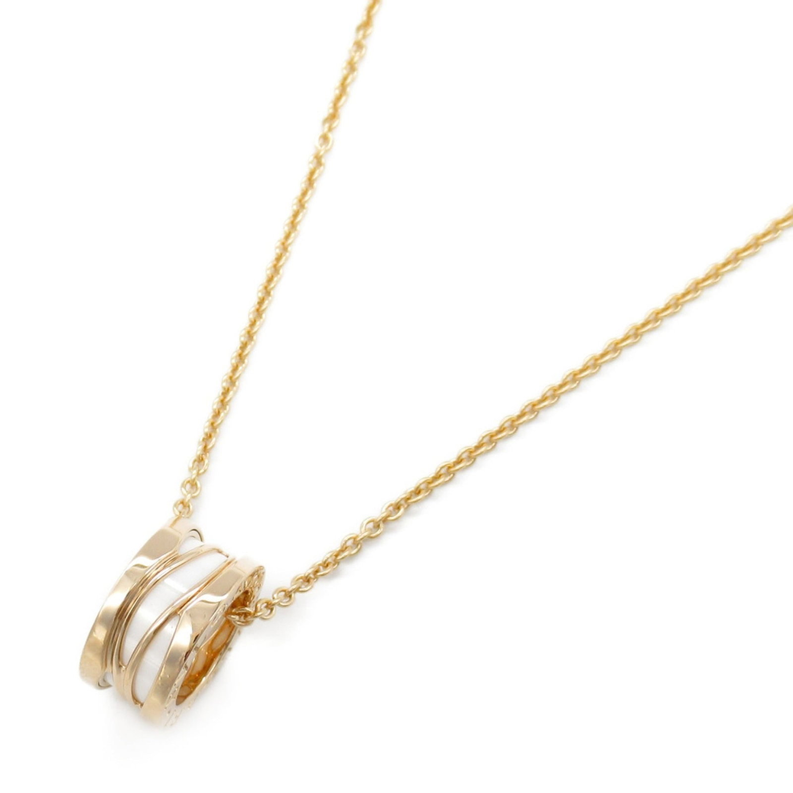 Gold BVLGARI B-zero1 Necklace Legend Ceramic 18KPG (Pink Gold) Men's Women's White (1 of 7)