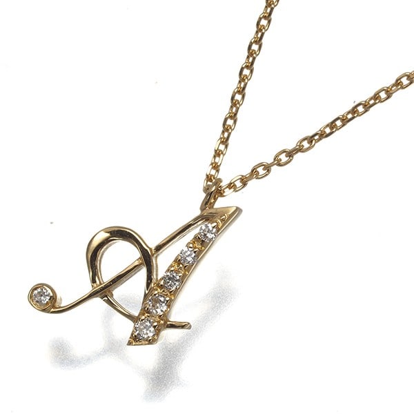 Gold Vendome Necklace Diamond Initial A 18K 750 Yellow (1 of 4)