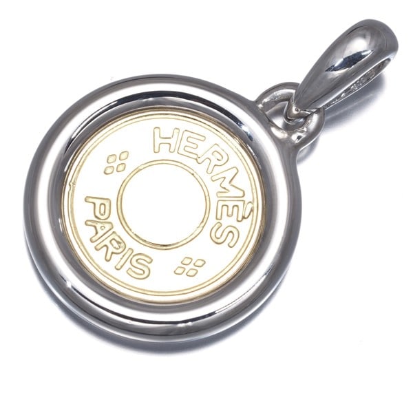 Silver Hermes Pendant Clou De Selle 18K 750 Yellow Gold/ 925 Sterling (1 of 4)