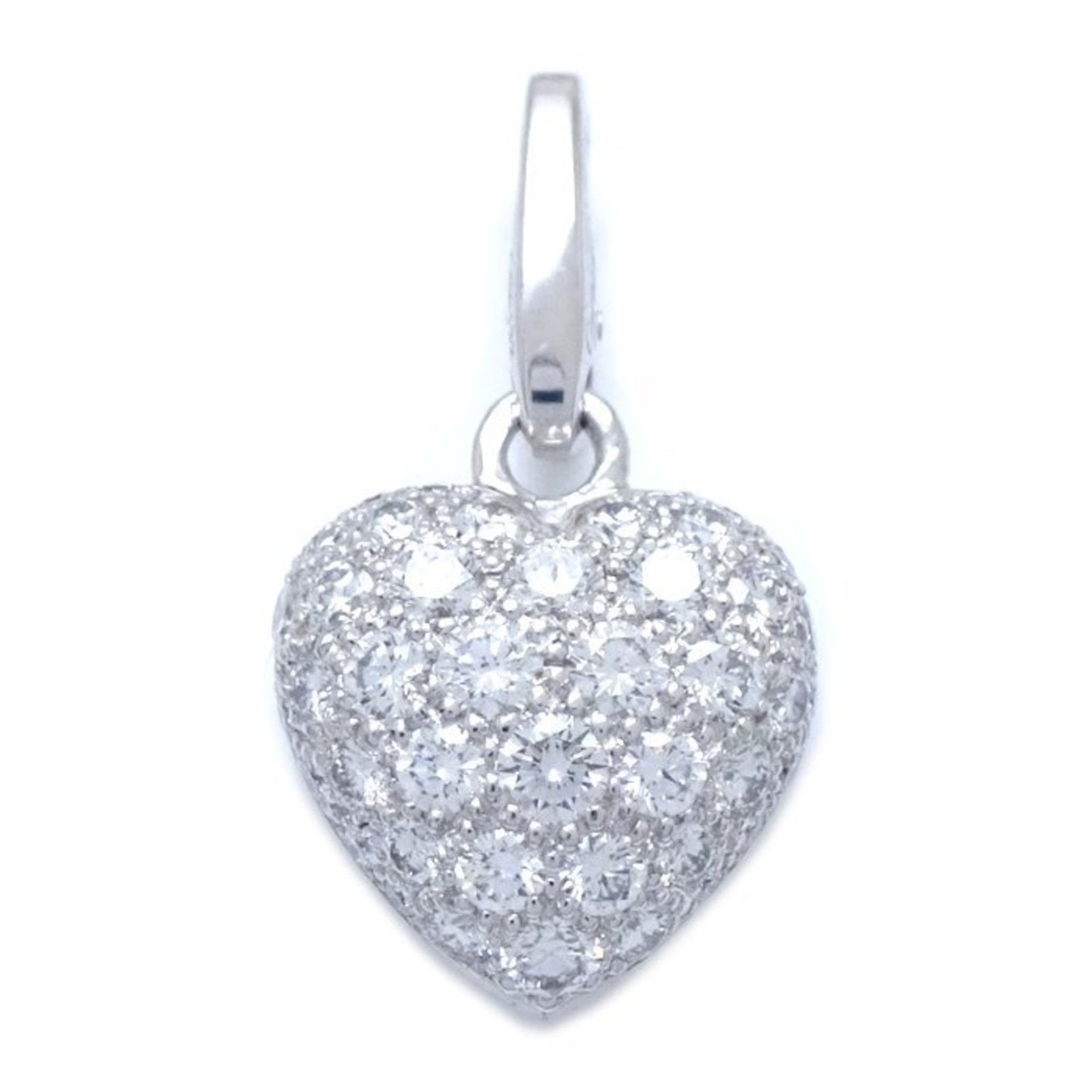 293414 CARTIER Heart Pav Diamond Charm Pendant Top K18WG White Gold (1 of 8)