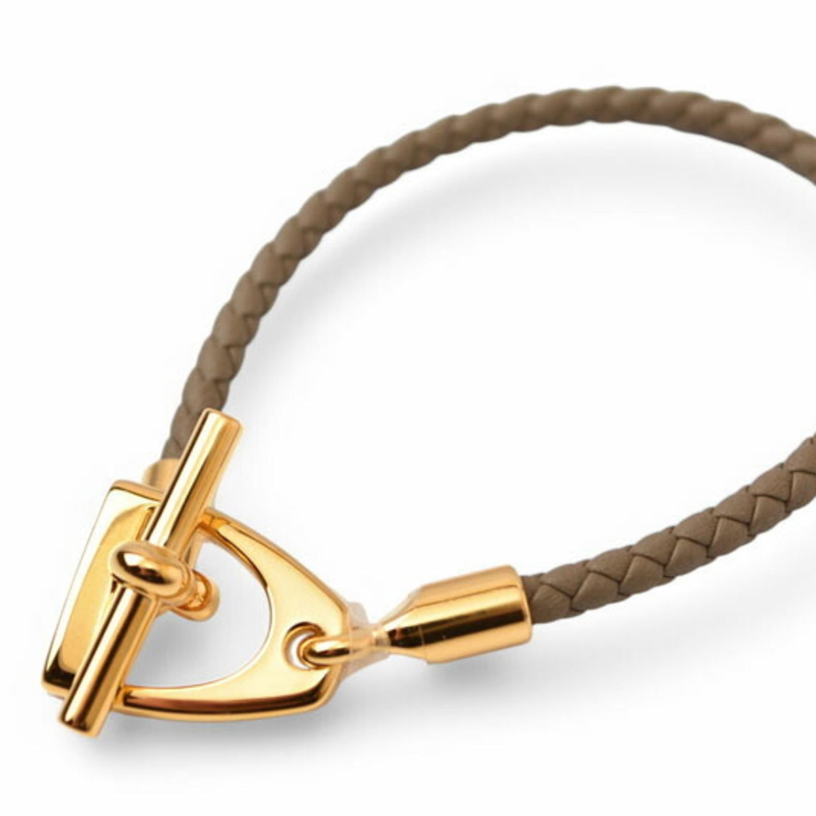 Leather Hermes Bangle: Leather Hermes Bangle This listing features Leather Hermes Bangle. Item specifics are provided below. Item Specifics: Brand: Hermes Type: Bangle Gender: Women Material: Leather Color: Etoupe Gray, Gol