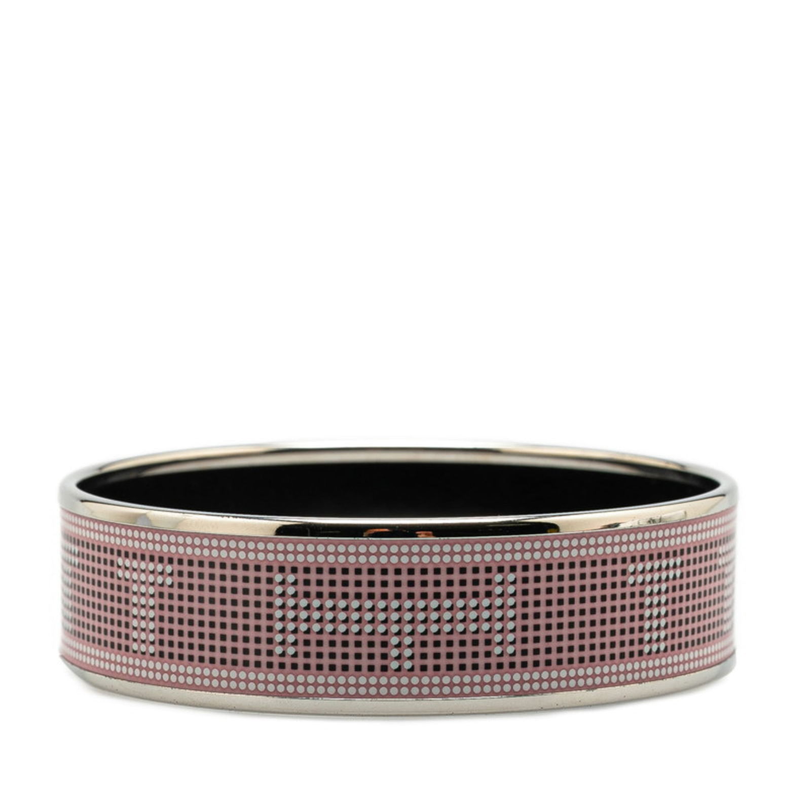 Metal Hermes Bangle: Metal Hermes Bangle This listing features Metal Hermes Bangle. Item specifics are provided below. Item Specifics: Brand: Hermes Type: Bangle Gender: Women Material: Metal Color: Pink, Silver Length: 2
