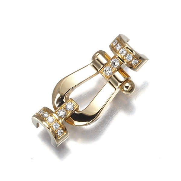 Gold Fred Buckle For Bracelet Diamond Force 10 Mm Half 18K 750 Yellow (1 of 3)
